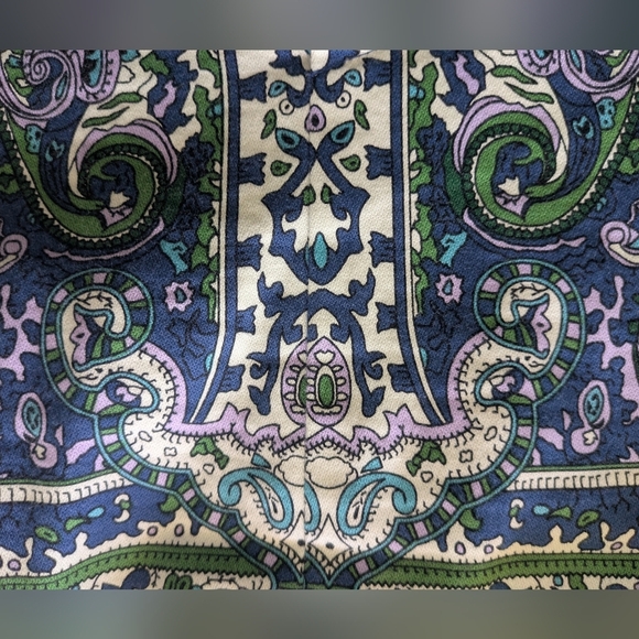 Talbots women's Blue PASLEY Abstract BOHEMIAN Print Mini Skirt Size 14P - Picture 9 of 10